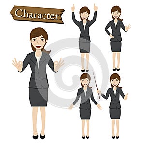 Businesswoman character set vector illustration