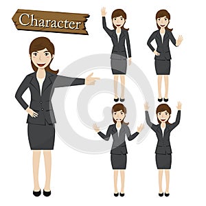 Businesswoman character set vector illustration