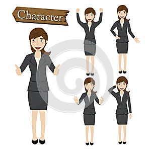 Businesswoman character set vector illustration