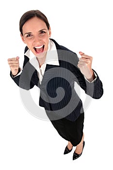 Businesswoman clenching fists photo