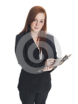 Businesswoman - clipboard phone call