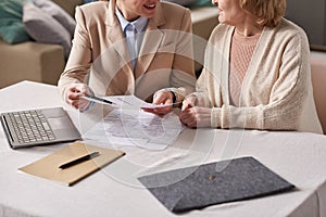 Businesswoman consulting senior woman about documents