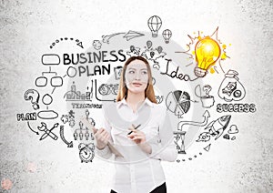 Businesswoman creating business plan