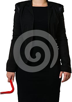 Businesswoman with a crowbar