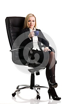 Businesswoman with cup of tea