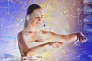 The businesswoman in data mining concept