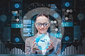 The businesswoman in data mining concept