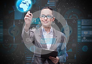 The businesswoman in data mining concept