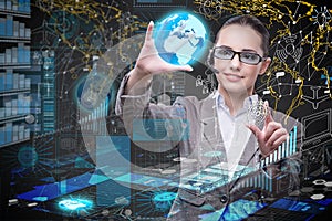 The businesswoman in data mining concept