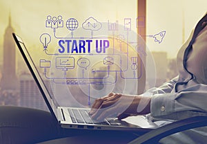 Businesswoman developing a successful start up idea