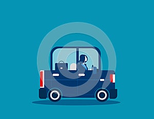 Businesswoman driving car. Concept business illustration. Vector