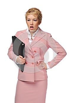 Businesswoman expressing anger