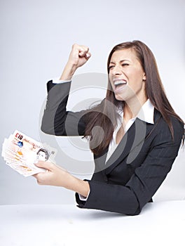 Businesswoman fighting about the money