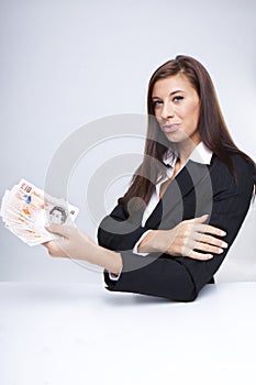 Businesswoman fighting about the money