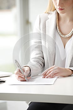 Businesswoman fill the form