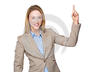 Businesswoman with finger point up