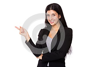 Businesswoman with finger point up