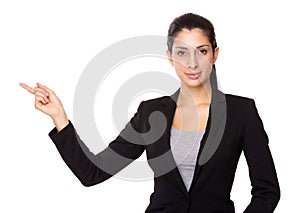 Businesswoman with finger point up