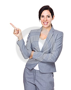 Businesswoman with finger point up