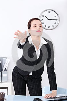 Businesswoman firing her worker.