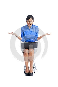 Businesswoman gesturing