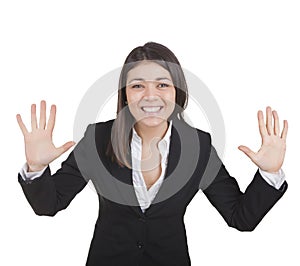 Businesswoman gesturing