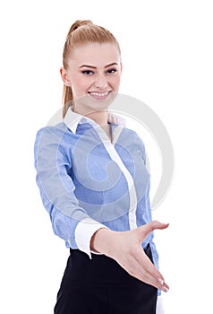 Businesswoman giving hand for handshake