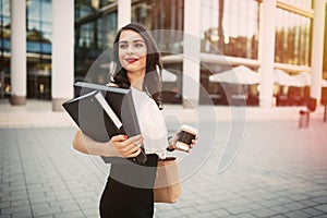 Businesswoman going to work photo