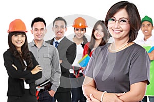 businesswoman with group of professional worker at the backgroun