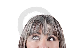 Businesswoman half face with eyes looking up