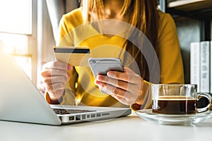 Online Shopping payments concept. photo