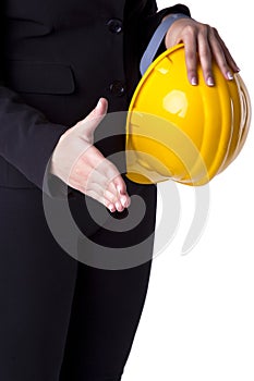 Businesswoman with hardhat Ready For Handshaking