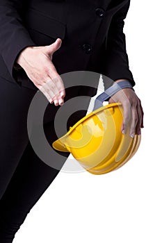 Businesswoman with hardhat Ready For Handshaking