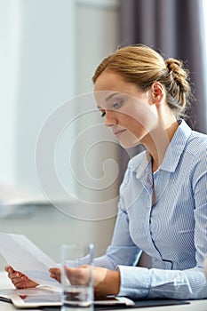 Businesswoman having problem in office