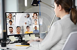 businesswoman having video conference on computer