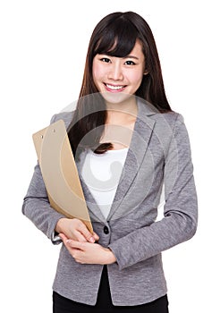 Businesswoman hold with file pad