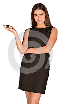 Businesswoman hold key in hand