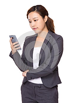 Businesswoman hold with mobile phone