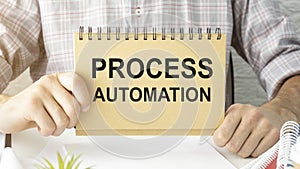 holding a card with text PROCESS AUTOMATION