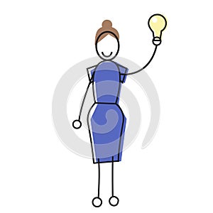 Businesswoman Holding Lignt Bulb, New Idea Concept
