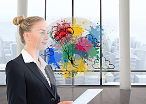 Businesswoman holding tablet