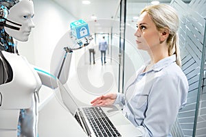 Businesswoman Humanoid Robot Security