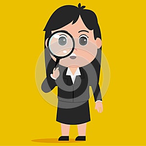 Businesswoman inspect with a magnifying glass vector