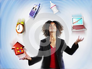 Businesswoman Juggling Responsibilities
