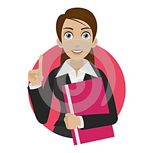 Businesswoman keeps file in circle
