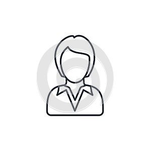 Businesswoman, lady avatar, business thin line icon. Linear vector symbol