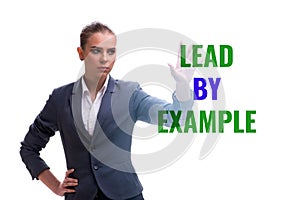 Businesswoman in lead by example concept