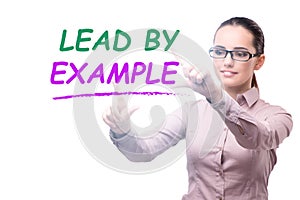 Businesswoman in lead by example concept