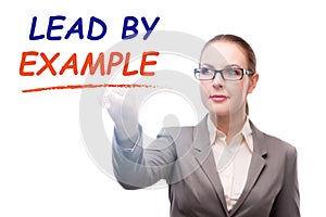 Businesswoman in lead by example concept