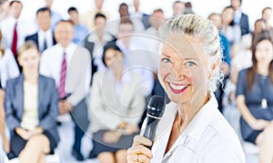 Businesswoman Leadership Presentation Cooperation Concept